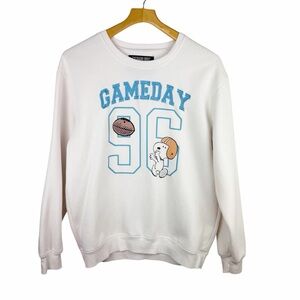 Peanuts Snoopy Gameday 96 Football White Pullover Sweatshirt Size Medium